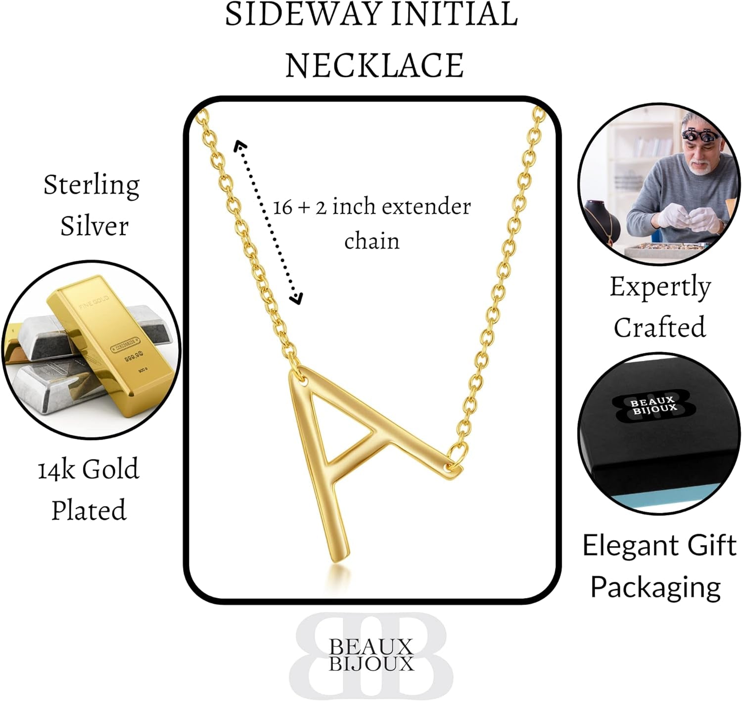 Sideways Initial Necklaces for Women