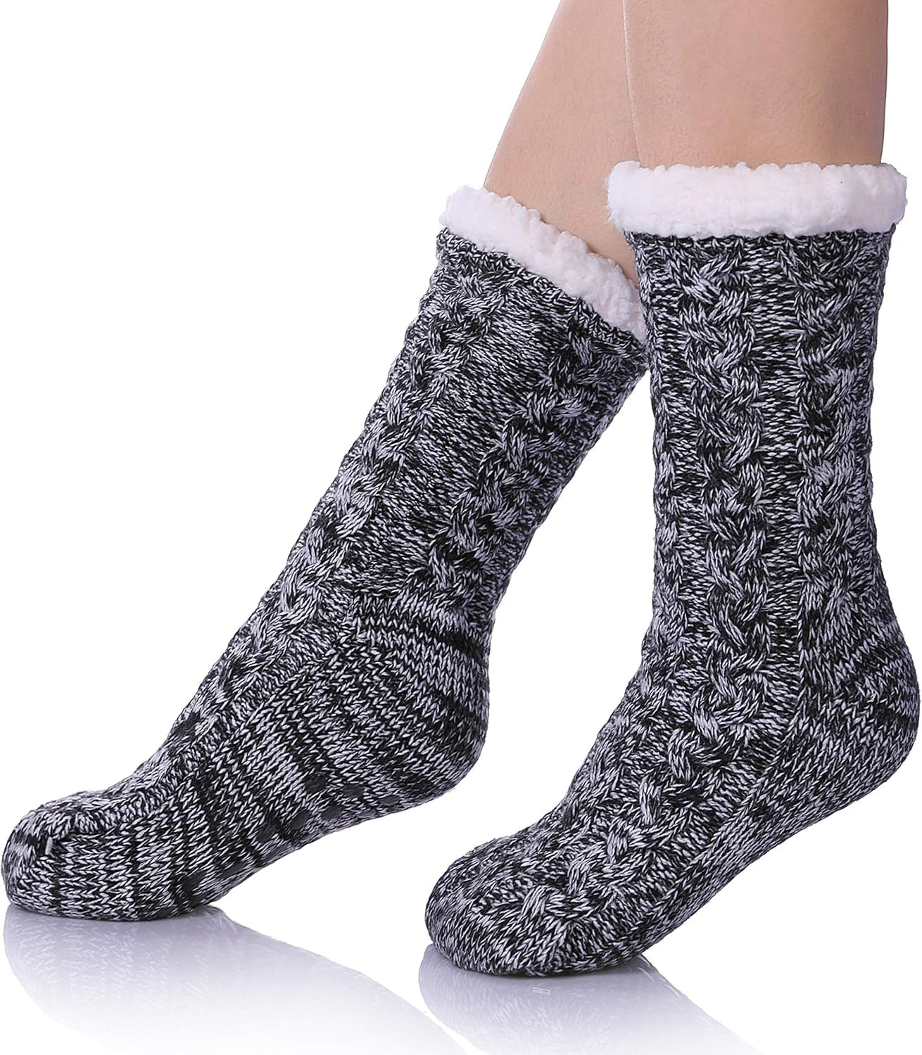 Women’s Fleece-Lined Non-Slip Slipper Socks – Warm & Cozy Winter Essential