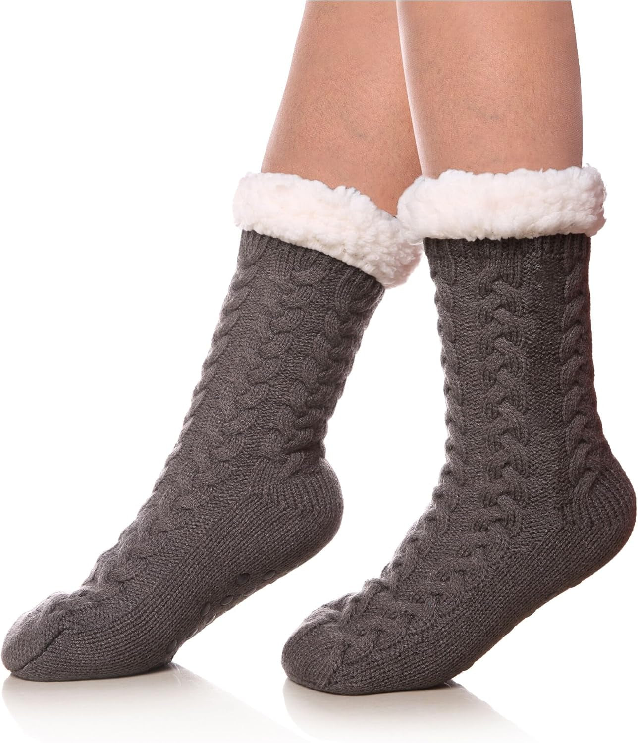 Women’s Fleece-Lined Non-Slip Slipper Socks – Warm & Cozy Winter Essential