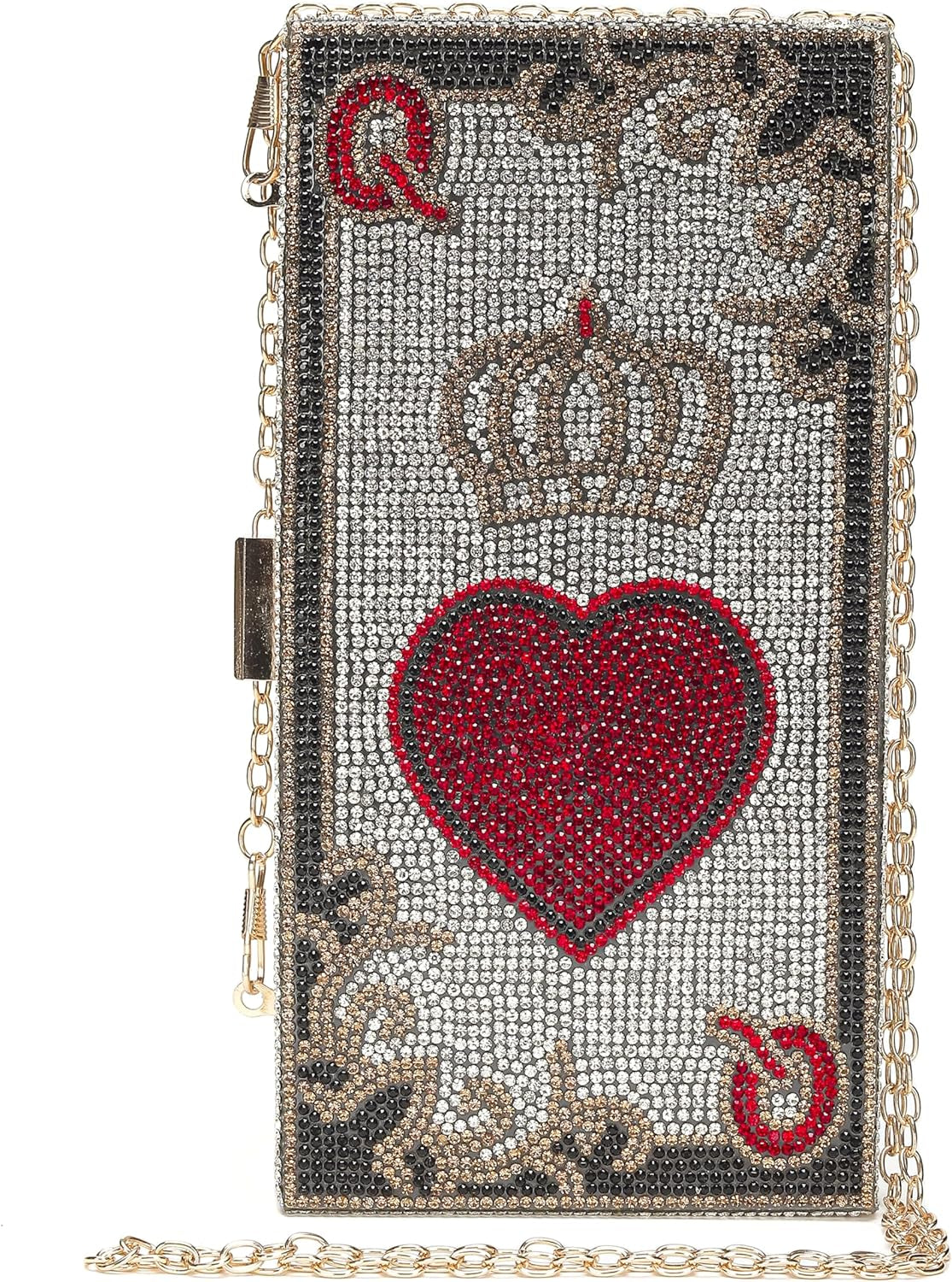 Poker Card Queen Evening Bags and Clutches Ace of Spades Diamond Bling Rhinestone Women Evening Handbags Purse