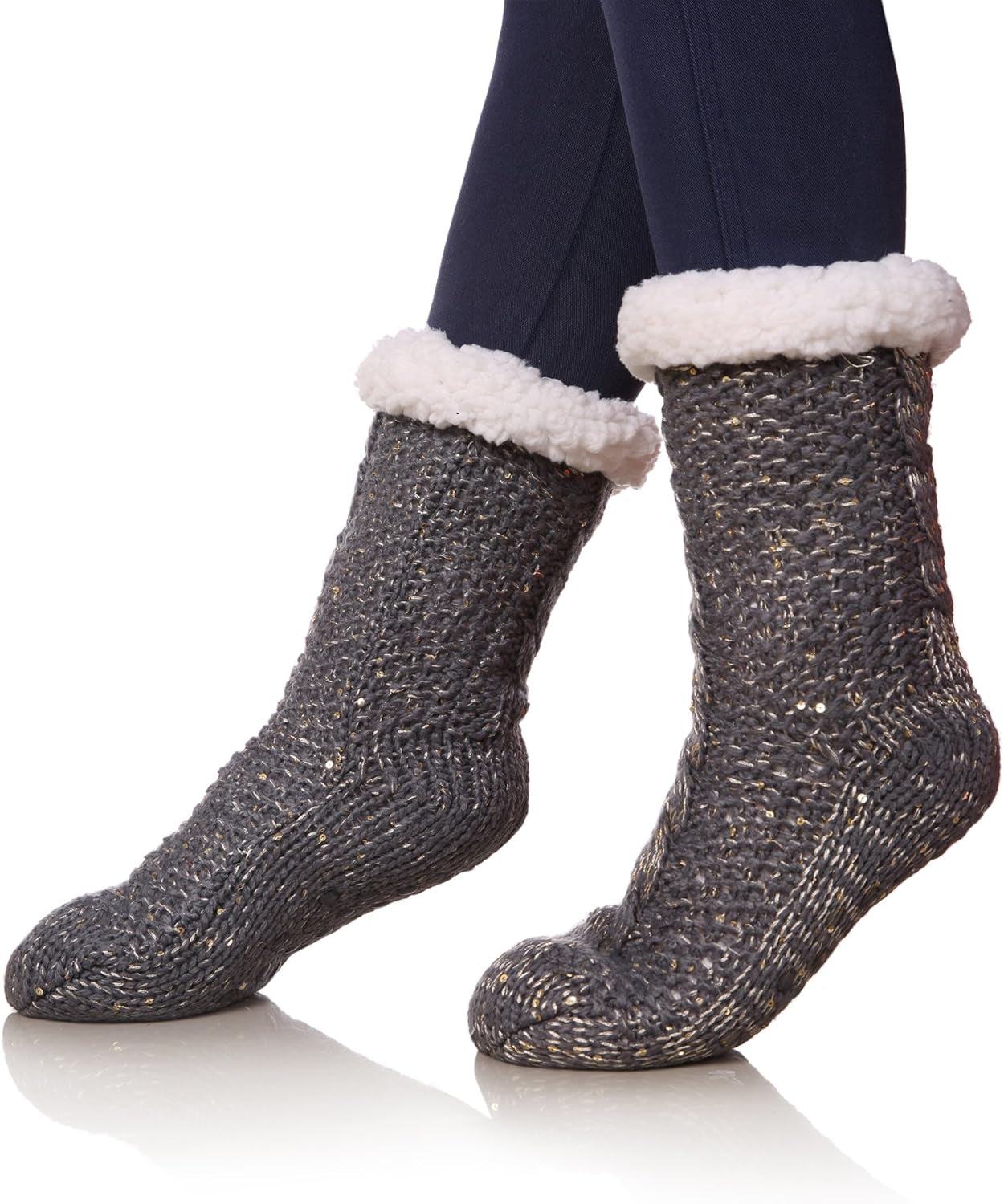 Women’s Fleece-Lined Non-Slip Slipper Socks – Warm & Cozy Winter Essential