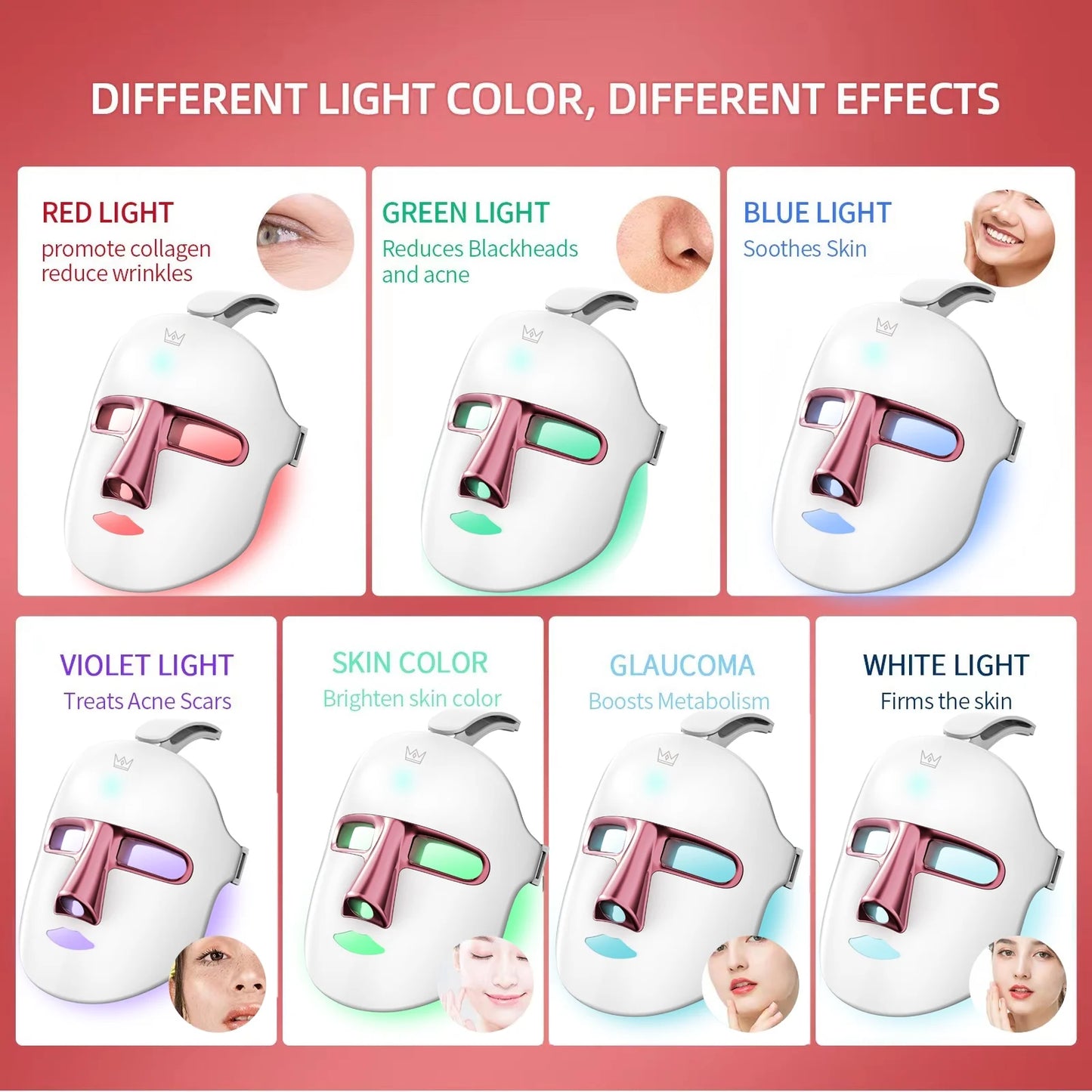 7-Color LED Light Therapy Facial Mask