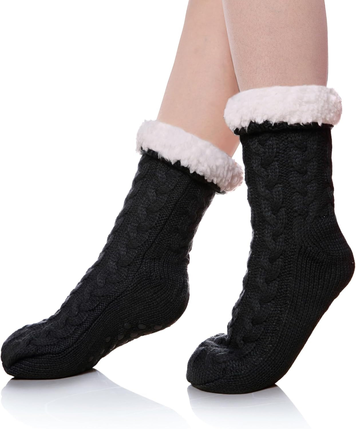 Women’s Fleece-Lined Non-Slip Slipper Socks – Warm & Cozy Winter Essential