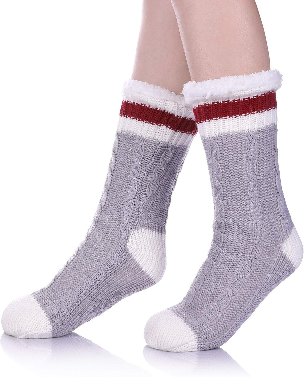 Women’s Fleece-Lined Non-Slip Slipper Socks – Warm & Cozy Winter Essential