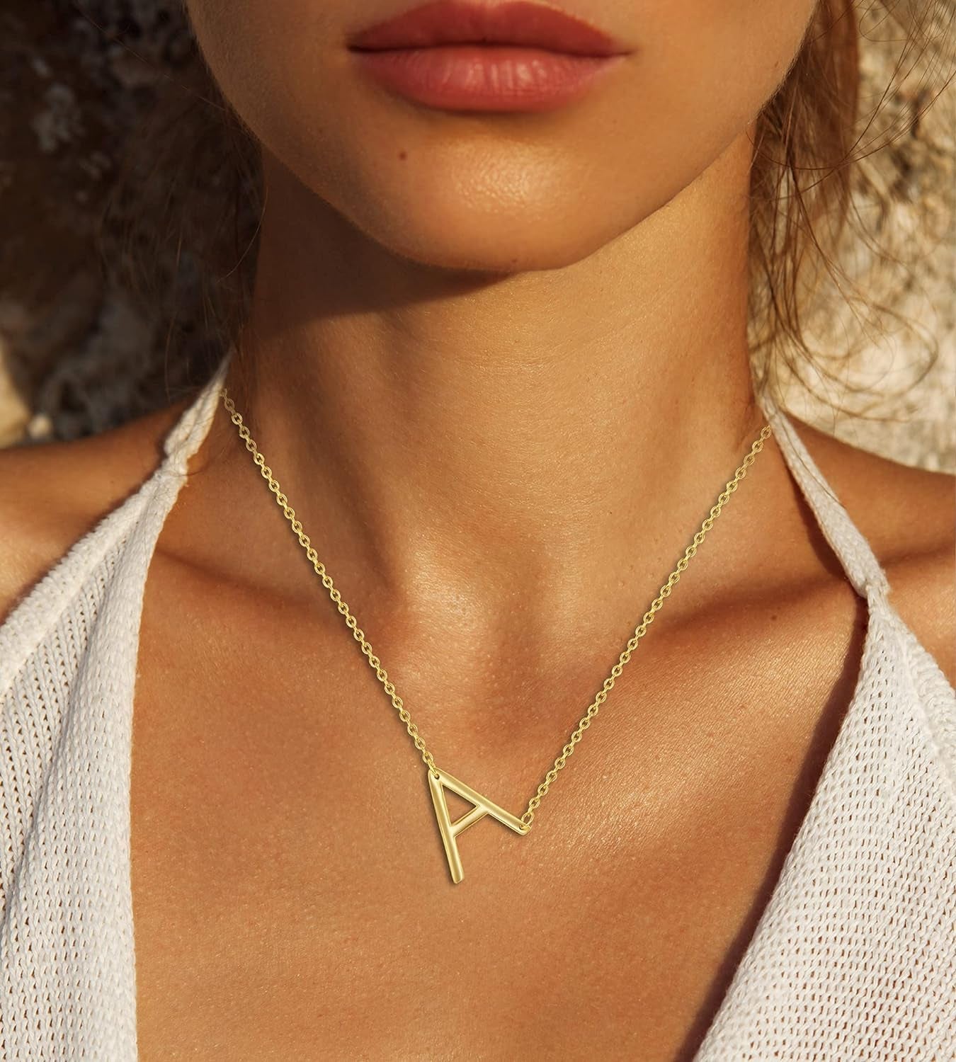 Sideways Initial Necklaces for Women