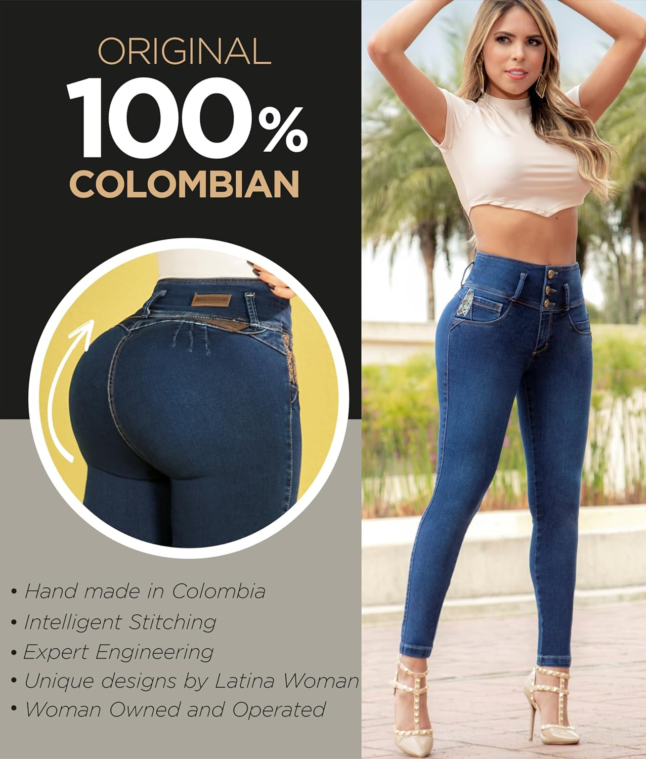 "High Waist Butt Lifting Colombian Stretch Jeans - Women's Skinny Jeans"