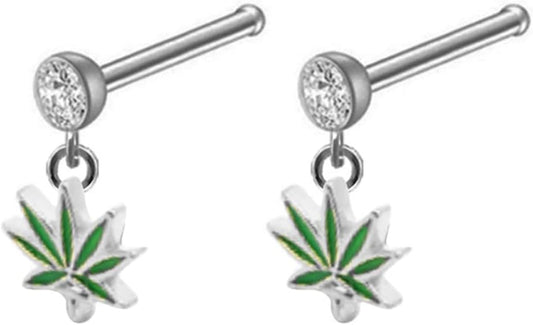 Marijuana Leaf Nose Ring Nose Stud