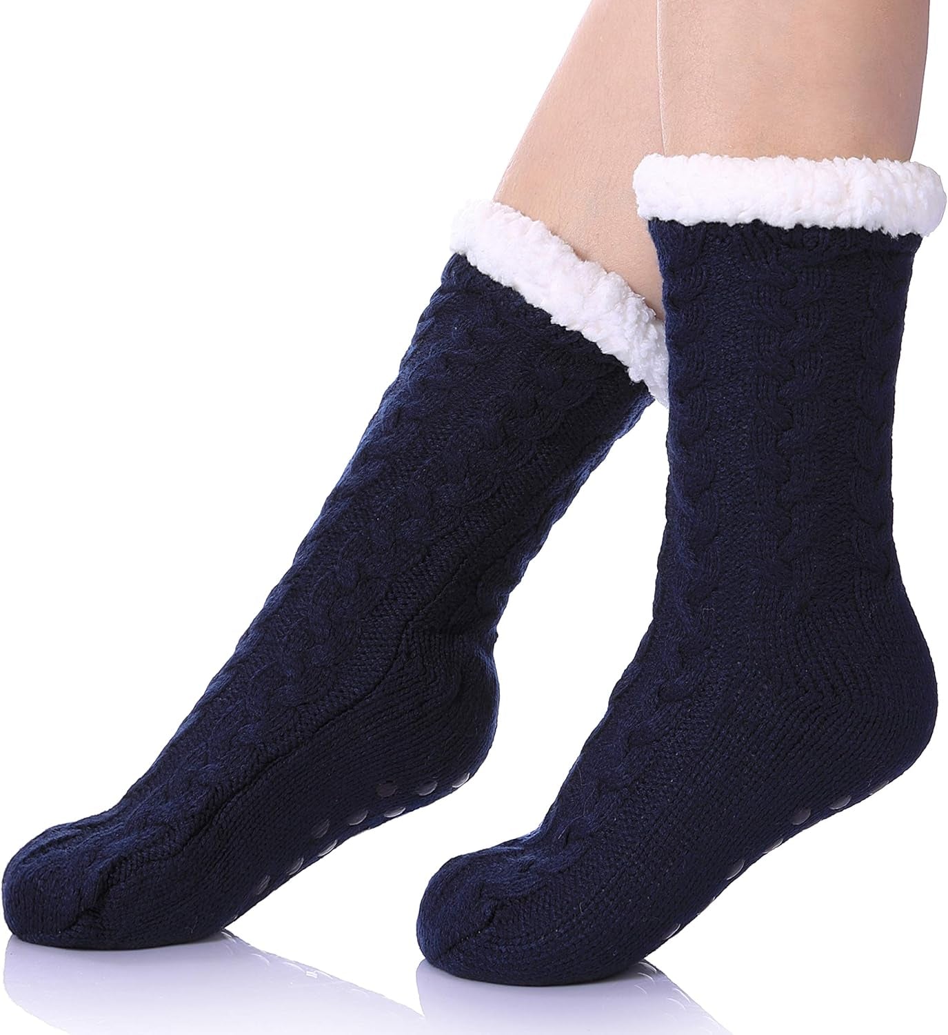 Women’s Fleece-Lined Non-Slip Slipper Socks – Warm & Cozy Winter Essential