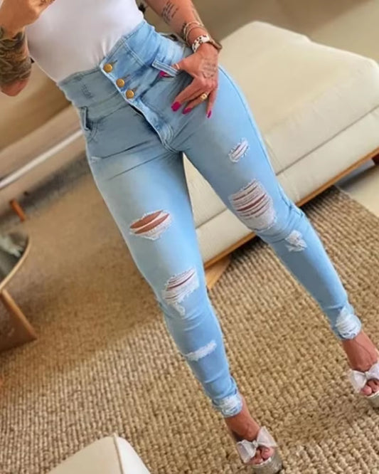 Women’s High-Waist Pencil Jeans – Bodycon Casual Denim Pants for Everyday Chic