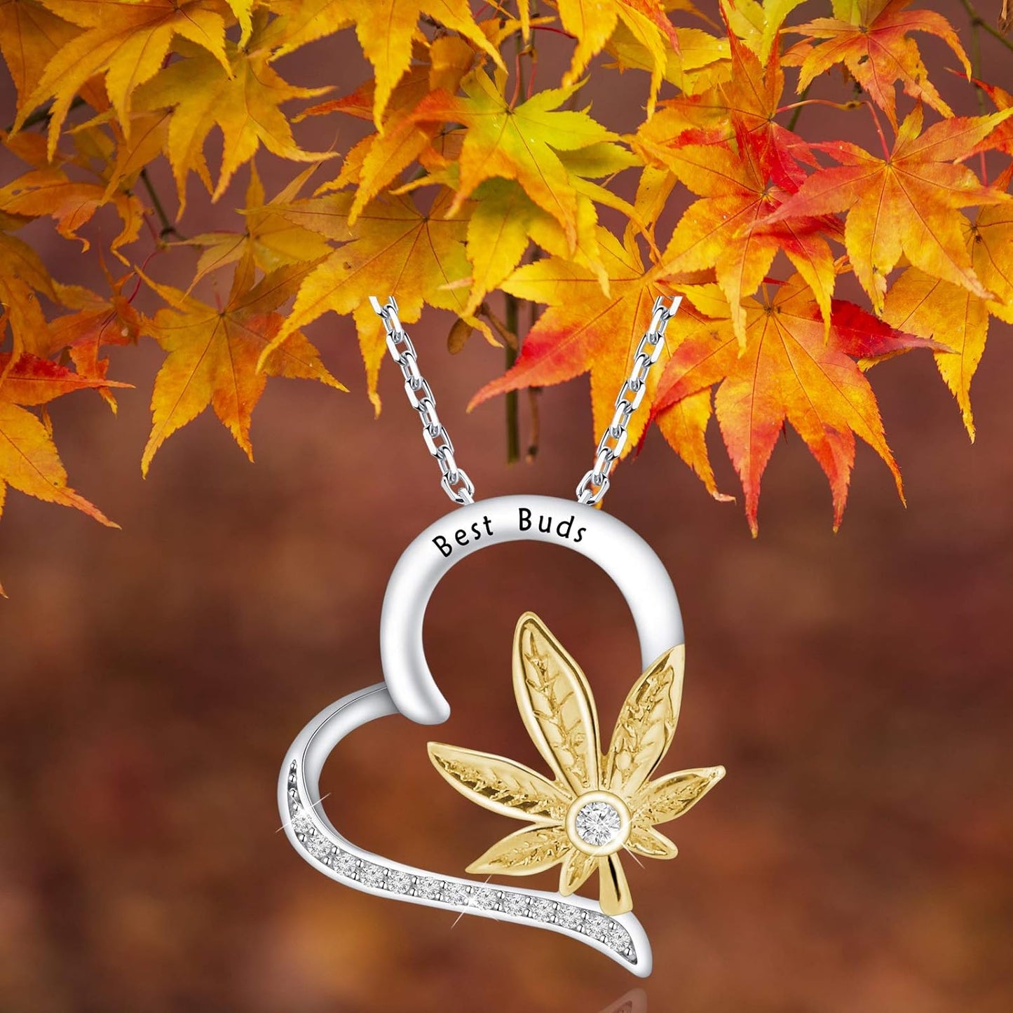 Best Buds Necklace Marijuana Weed Leaf Necklace Cannabis Jewelry Maple Leaf Necklace BFF Gift