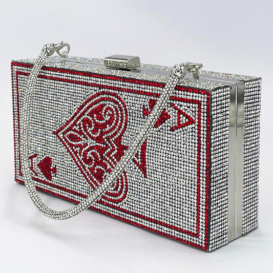 Rhinestone Poker Card Evening Clutch