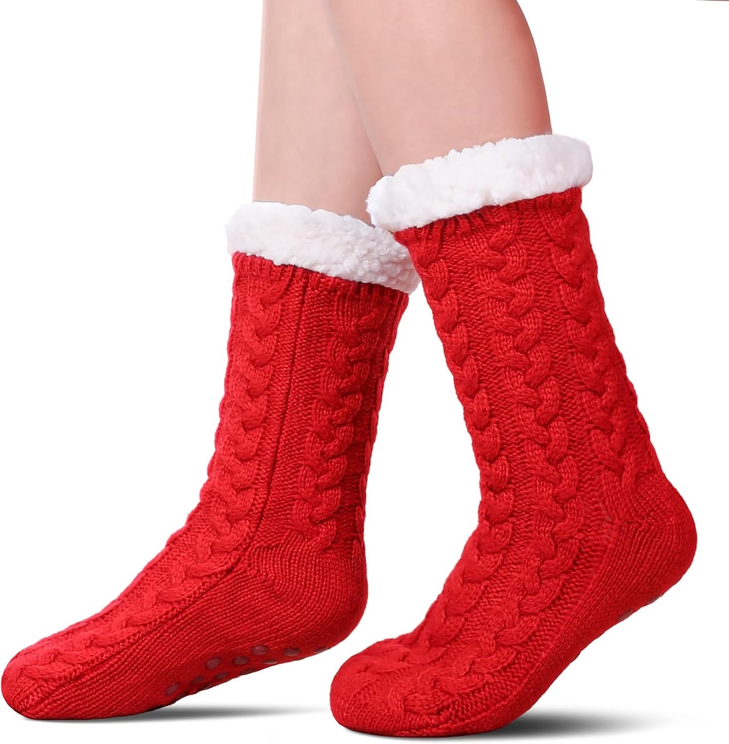 Women’s Fleece-Lined Non-Slip Slipper Socks – Warm & Cozy Winter Essential