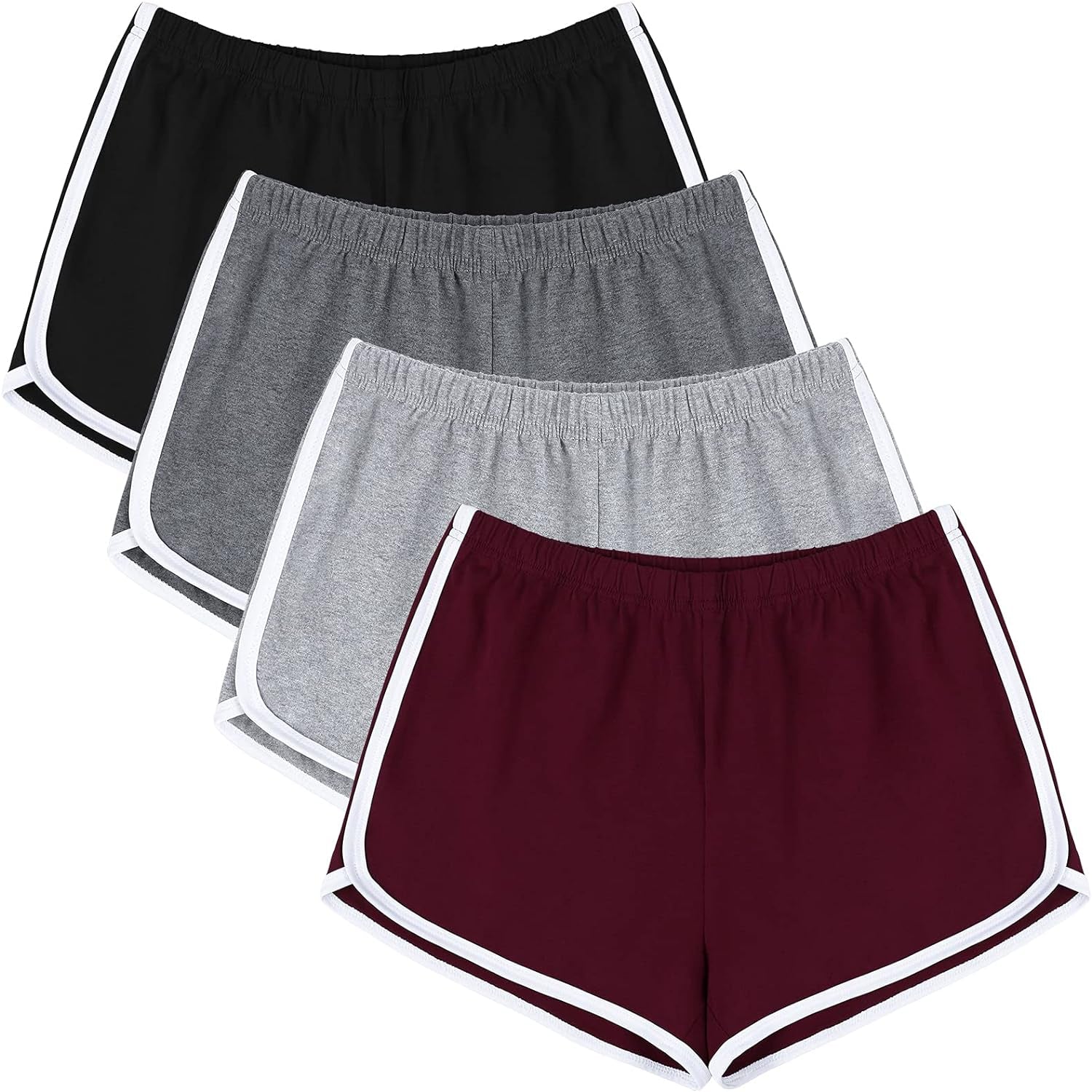 4-Pack Women’s Athletic Cotton Lounge Shorts