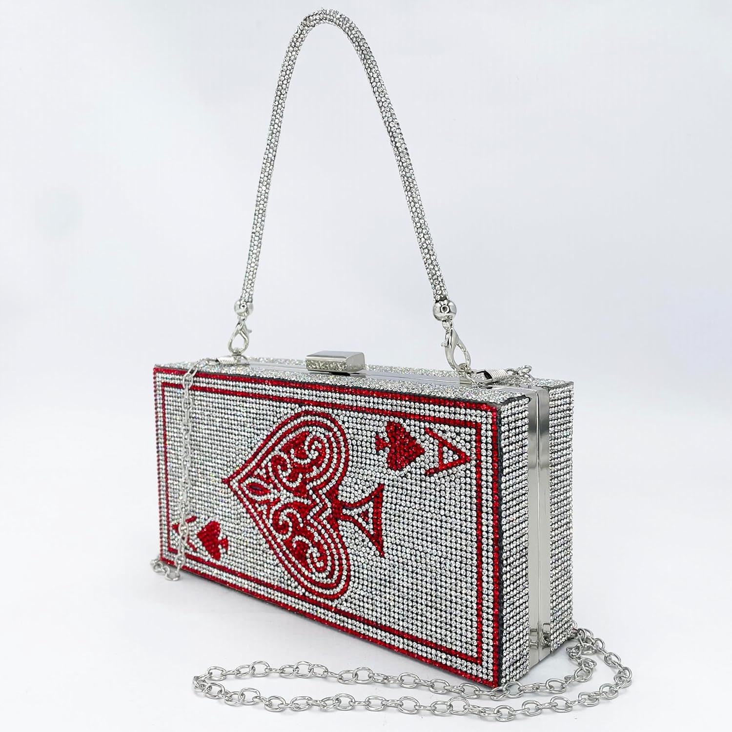 Rhinestone Poker Card Evening Clutch