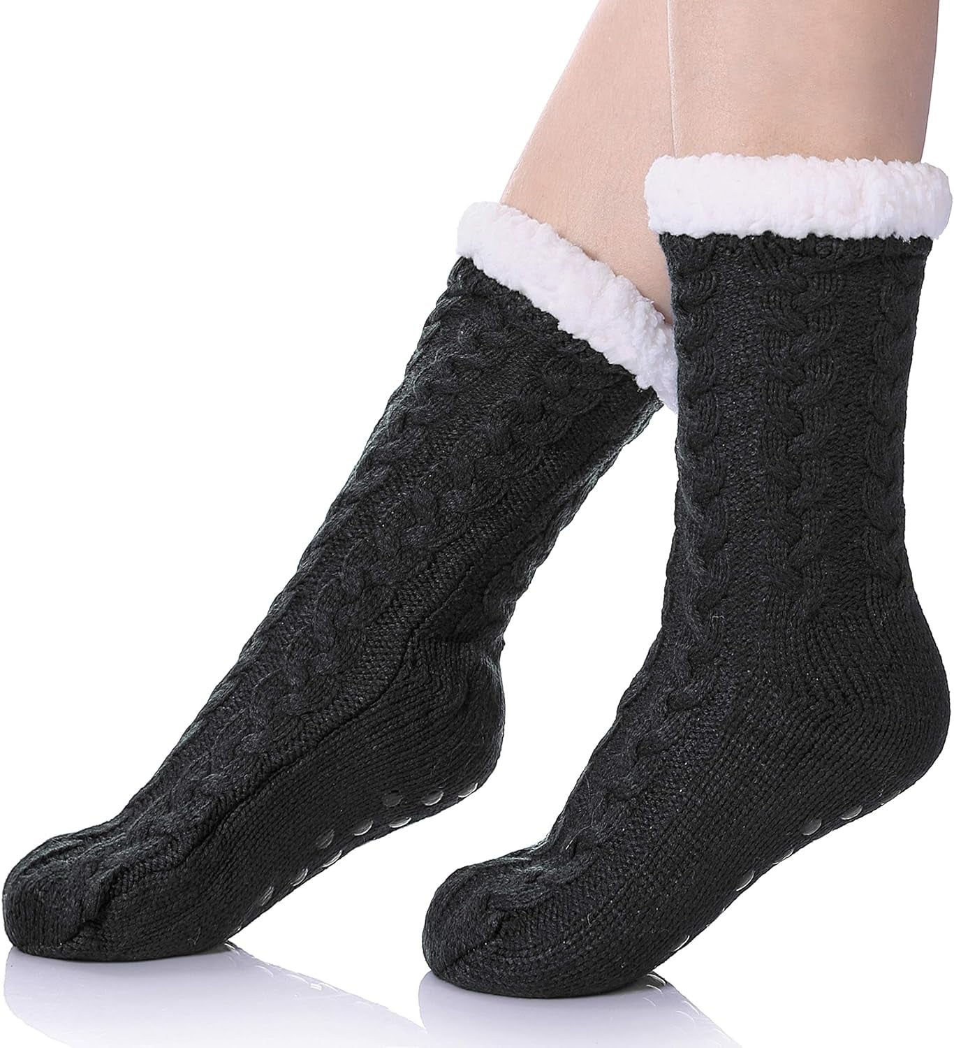 Women’s Fleece-Lined Non-Slip Slipper Socks – Warm & Cozy Winter Essential