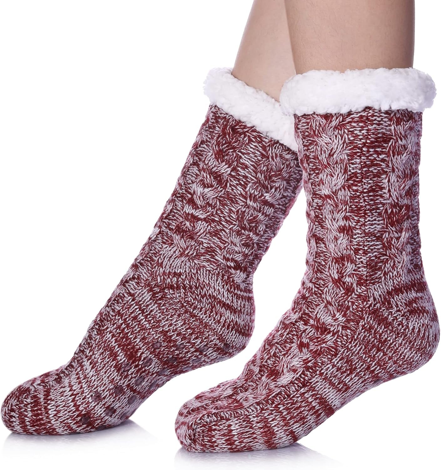 Women’s Fleece-Lined Non-Slip Slipper Socks – Warm & Cozy Winter Essential