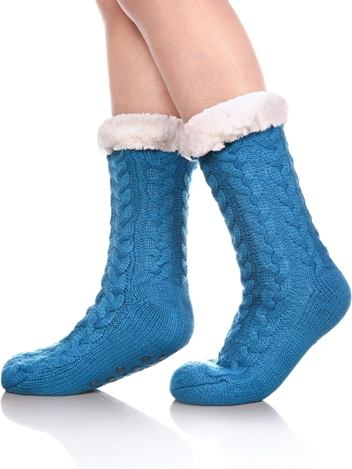 Women’s Fleece-Lined Non-Slip Slipper Socks – Warm & Cozy Winter Essential