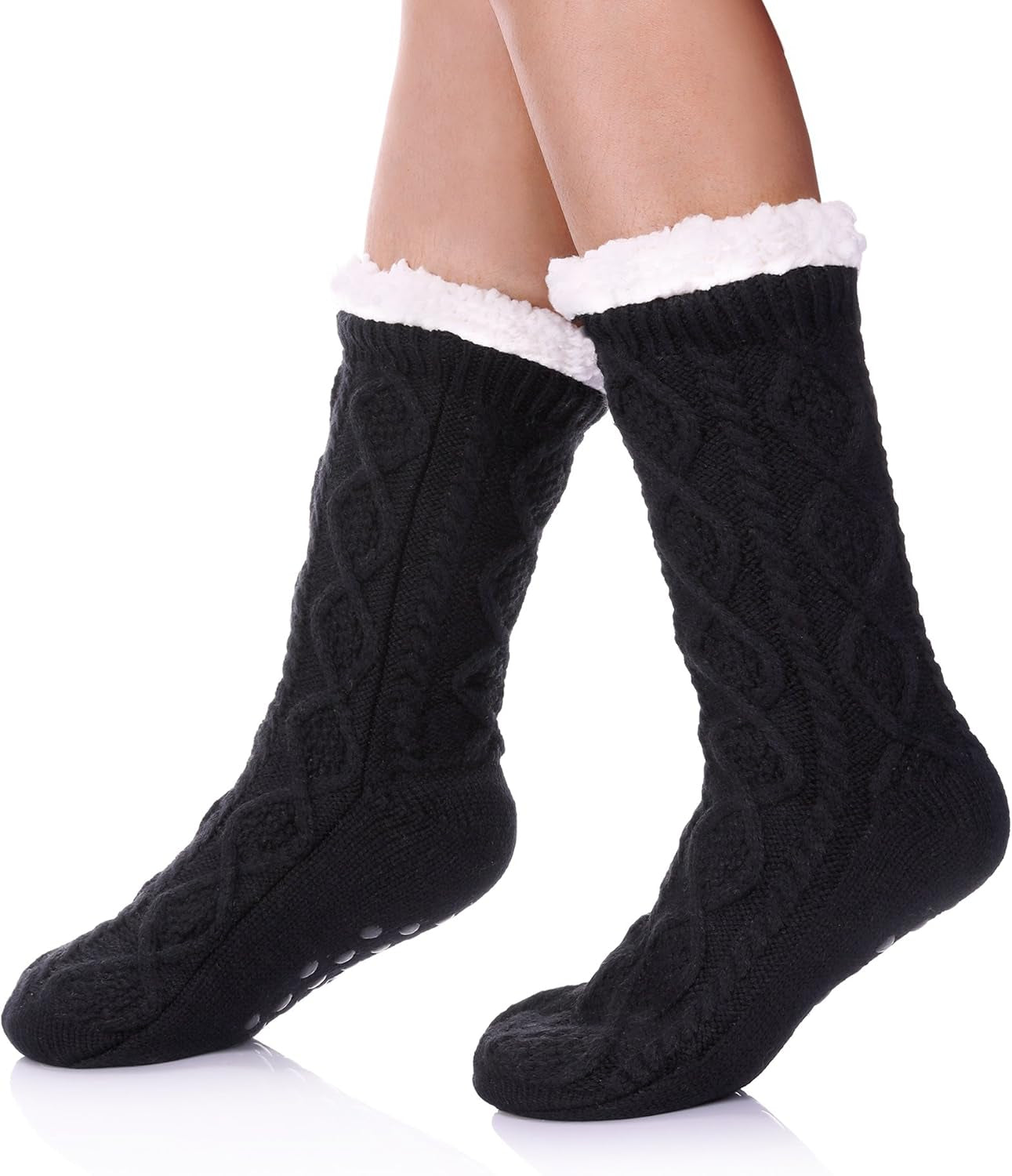 Women’s Fleece-Lined Non-Slip Slipper Socks – Warm & Cozy Winter Essential