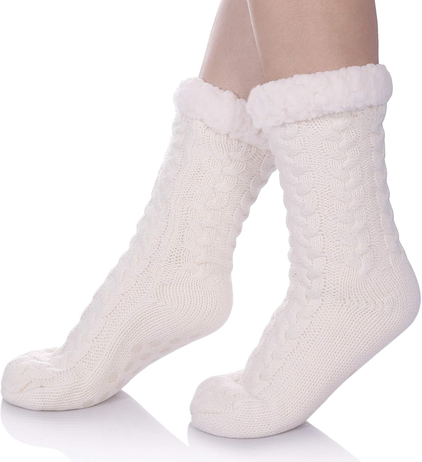 Women’s Fleece-Lined Non-Slip Slipper Socks – Warm & Cozy Winter Essential