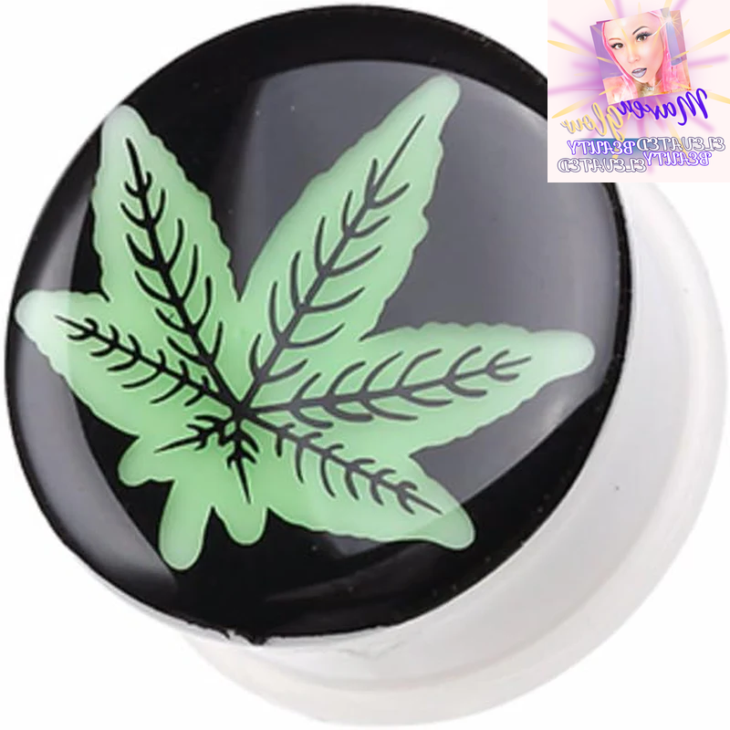 Glow in the Dark Leaf Ear Gauge Plug (Sold as Pairs)